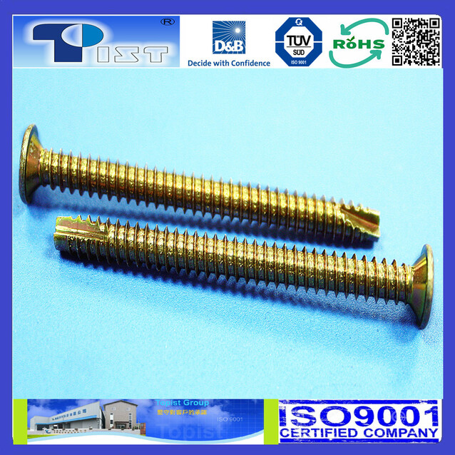 Truss Head(Flat Top), Phil, Machine Screw, Thread cutted, Yellow Zinc Plated