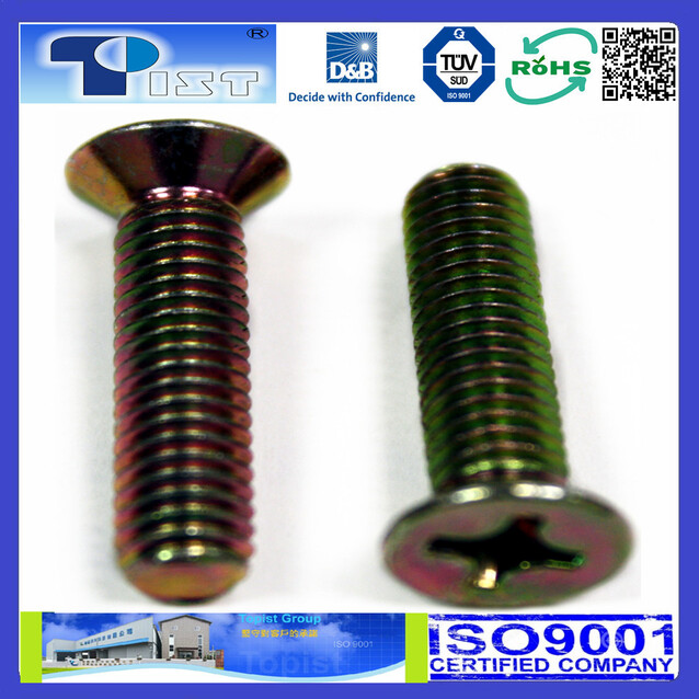 Flat Head, Phil, Machine Screw, Yellow Zinc Plated