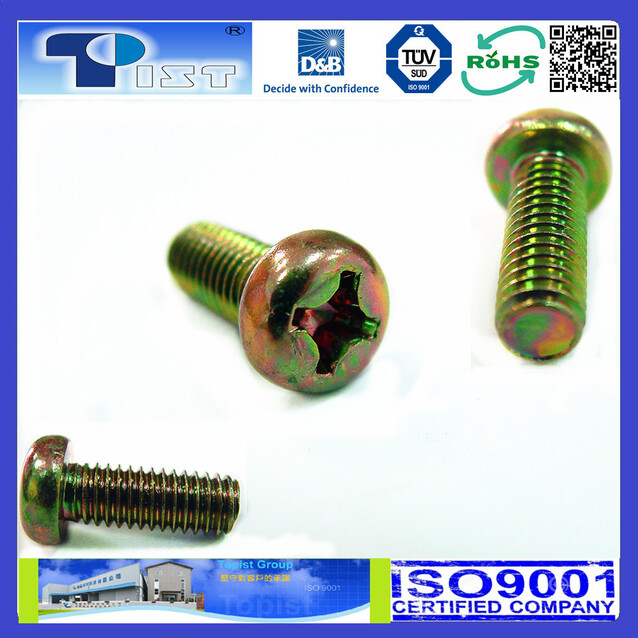 Pan Head, Phil, Machine Screw, Yellow Zinc Plated