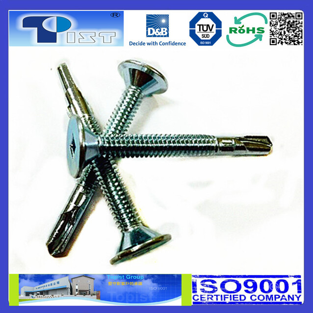 Truss Head(Flat Top), Square, Self Drilling Screw With Wings, Zine Plated