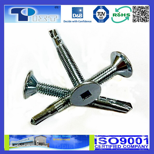Truss Head(Flat Top), Square, Self Drilling Screw With Wings, Zine Plated